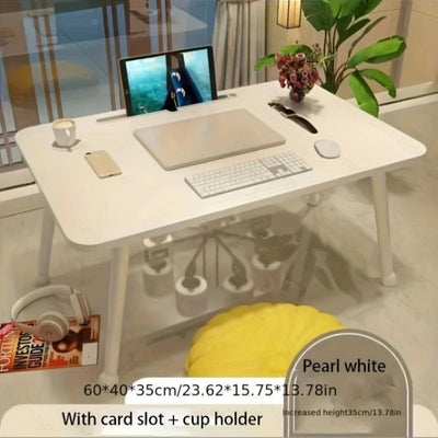 Foldable Laptop Bed Table Lap Table with Cup Holder Drawer Tablet Stand Laptop Bed Tray Table Portable Lap Table Foldable Legs