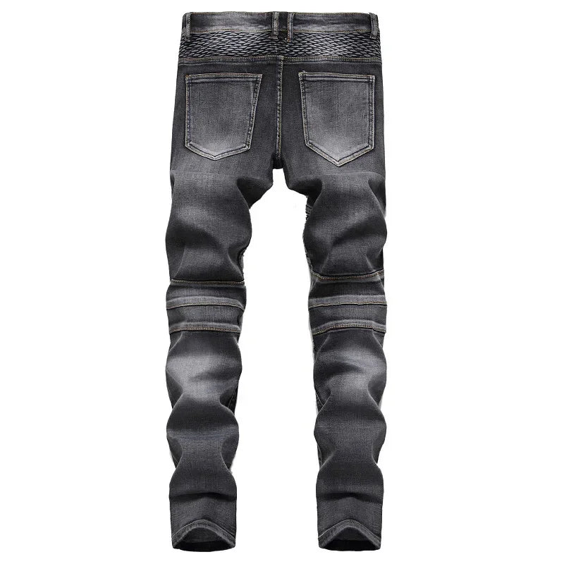 Jeans Men Long Pencil Pants Denim Pant High Waist Slim Fit Simple Zipper Splice Casual Regular Autumn Winter Straight Trousers