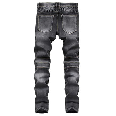 Jeans Men Long Pencil Pants Denim Pant High Waist Slim Fit Simple Zipper Splice Casual Regular Autumn Winter Straight Trousers