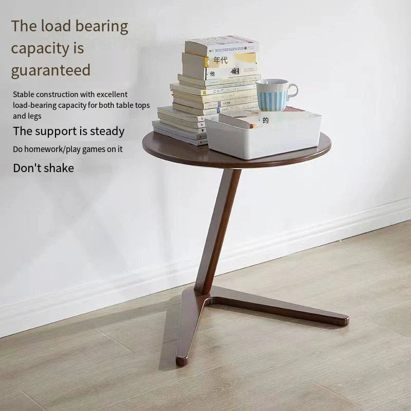 Nordic Style Solid Wood Side Table Sofa Side Table Living Room Small Coffee Table for Small Spaces Bedroom Rustic Walnut