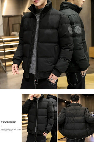 Autumn and winter standing collar cotton jacket men's thick warm fashion jacket casual jacket warm cotton jacket winter clothing