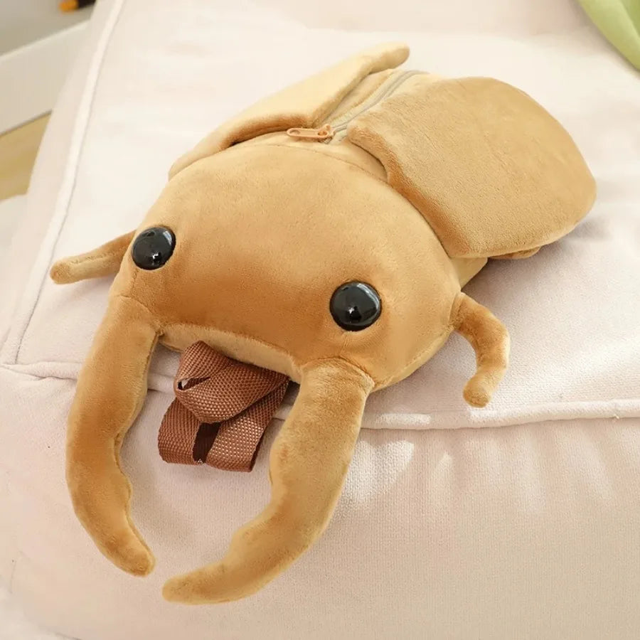Cicada Plush Backpack Kid School Bag Cute Lifelike Insect Plushie Doll Cartoon Beetle Bag Soft Animal Plush Toy Birthday Gift