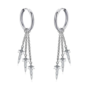 New Punk Stainless Steel Chain Hoop Earrings For Women Men 2023 Trendy Goth Pop Hip Hop Pendants Ear Jewelry Accessories Earring