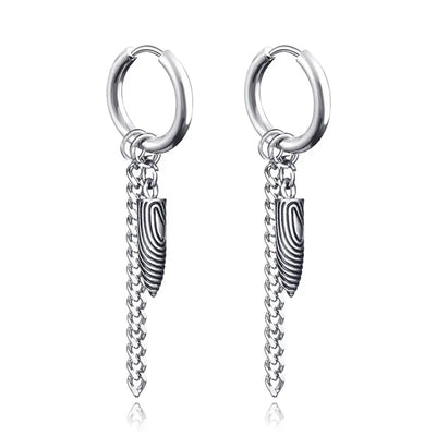 New Punk Stainless Steel Chain Hoop Earrings For Women Men 2023 Trendy Goth Pop Hip Hop Pendants Ear Jewelry Accessories Earring