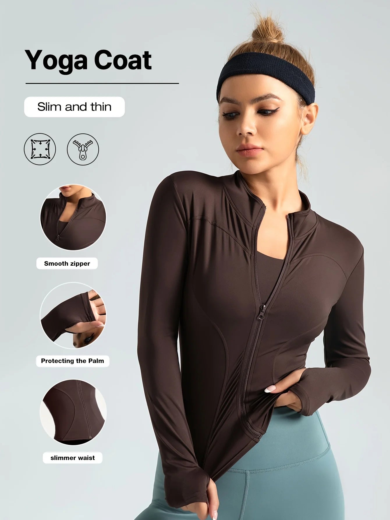 Jackets Women Coat Moisture Wicking Fitness Jackets Yoga Coat Women Shacket Stretchy Running Wear Slim Fit Sports Outerwear