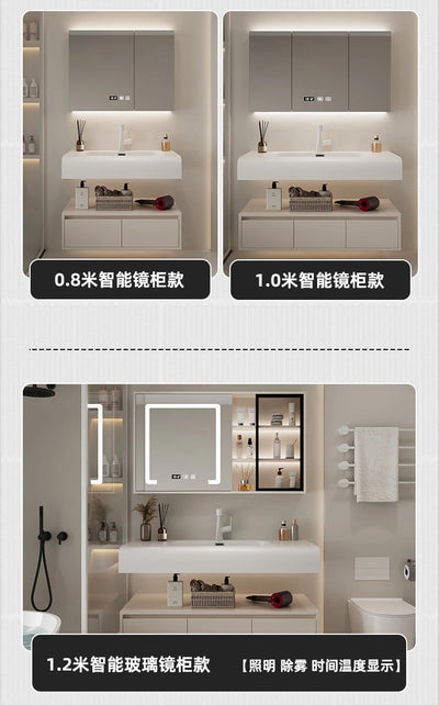 Bathroom Furniture Skin Sensor Bathroom Vanity Cabinet With Sink And Mirror Integrated Arc Washing Table Combination To Wash