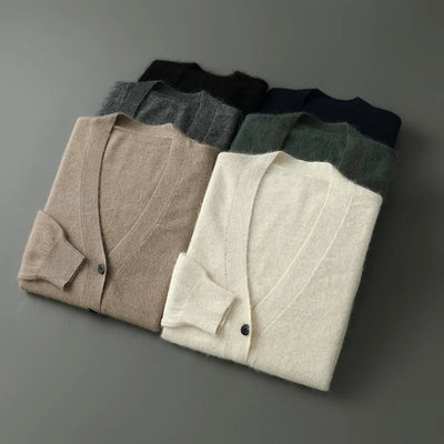 Women's Plus size Autumn Winter New Cardigan V-Neck Top 100% Mink Cashmere Knitted Sweater Casual Loose Large Long Sleeved Tops