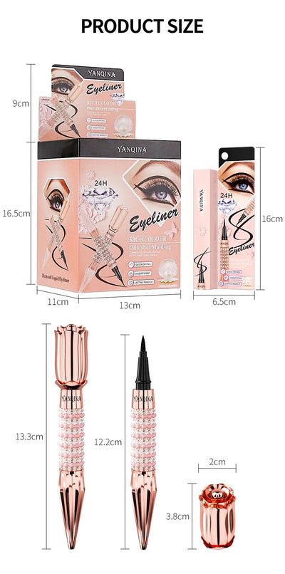 Precision Liquid Eyeliner Pen - Long-lasting, Waterproof, Transfer-proof, Quick-Dry Black Eyeliner with Sparkling Design