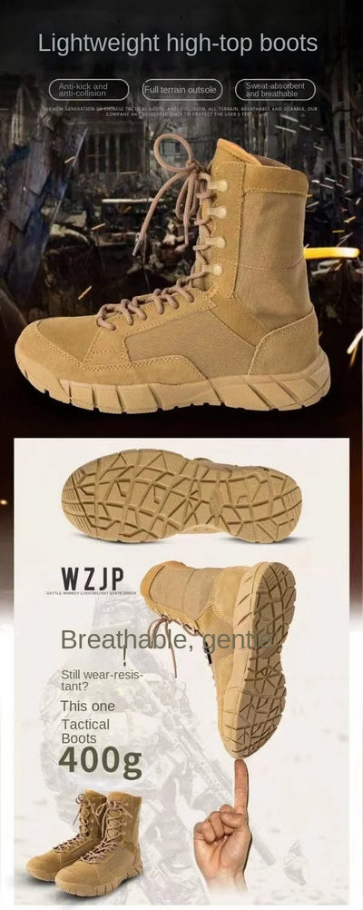 Lightweight Mans Tactical Boots Combat Anti-Collision Training Lace Up Waterproof Outdoor Hiking Breathable Shoe