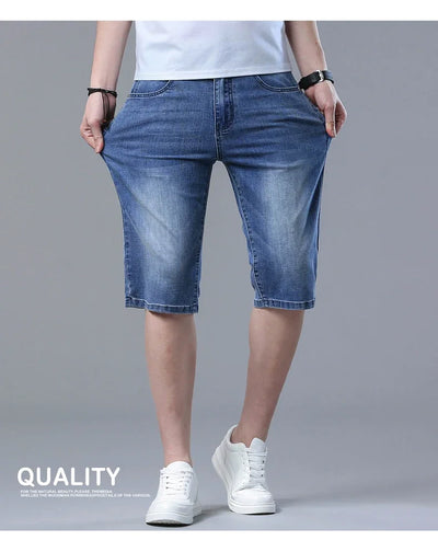 2024 New in SULEE Brand Summer  Men's Stretch Short Jeans Fashion Casual Slim Fit High Quality Elastic Denim Shorts Male Clothes