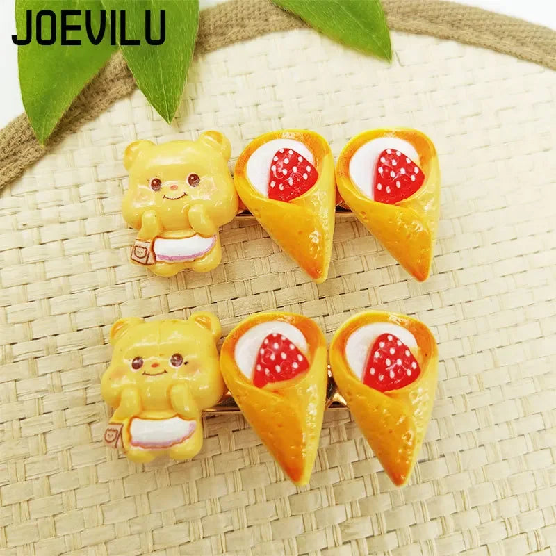 Cute Bread Bear Hair Clip Sweet Bangs Clip for Girls Fashion BB Clips Cartoon Side Clips Cards Headwear Women Lovely Accessories