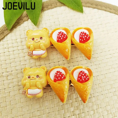 Cute Bread Bear Hair Clip Sweet Bangs Clip for Girls Fashion BB Clips Cartoon Side Clips Cards Headwear Women Lovely Accessories
