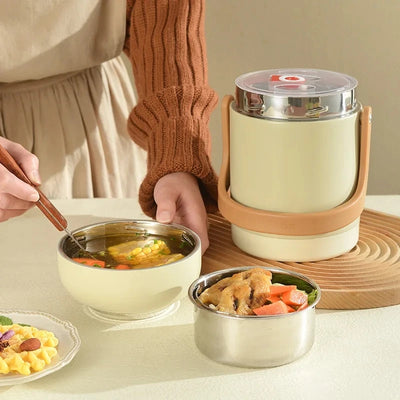 USB Electric Lunch Box Large Capacity Stainless Steel Insulation Bento for Student Office Thermal Heating Food Warmer Container