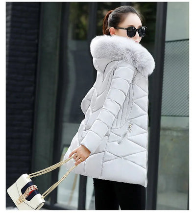 2024 New Women Parkas Big Fur Winter Parkas Hooded Long Down Cotton Jacket Female Coat Thick Warm Winter