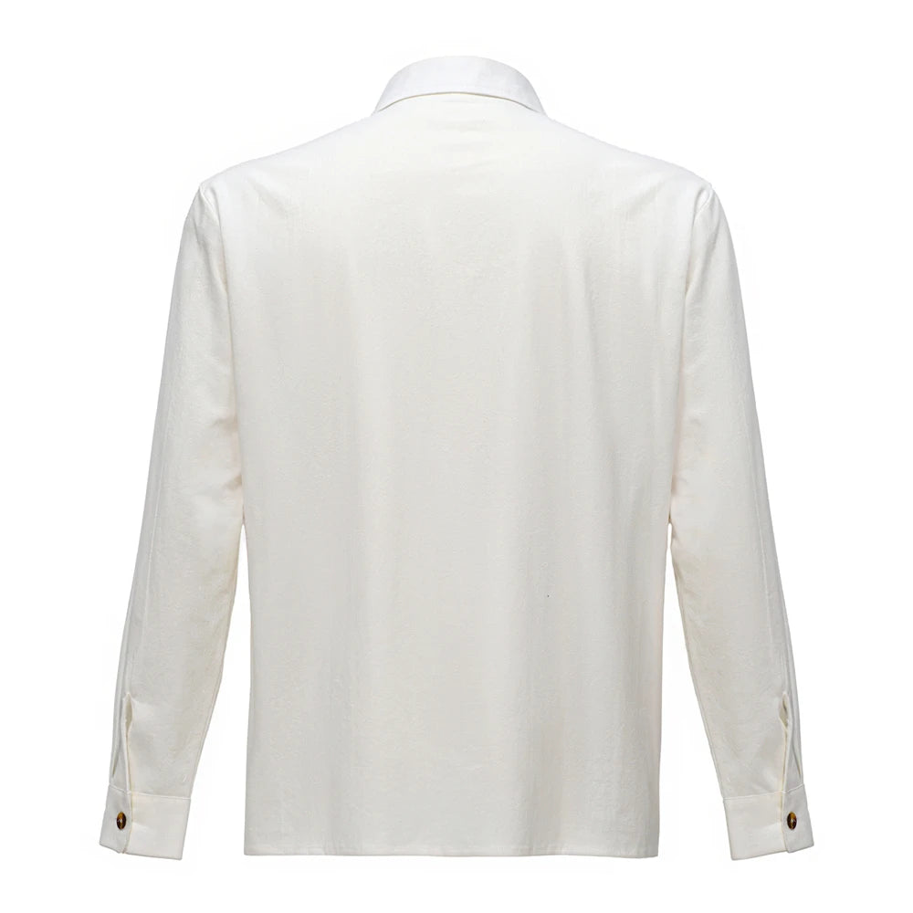 Men's Cotton Linen Shirts Turn Down Collar Solid Hawaiian Shirt Lightweight Breathable White Shirt Casual Large Size Streetwear
