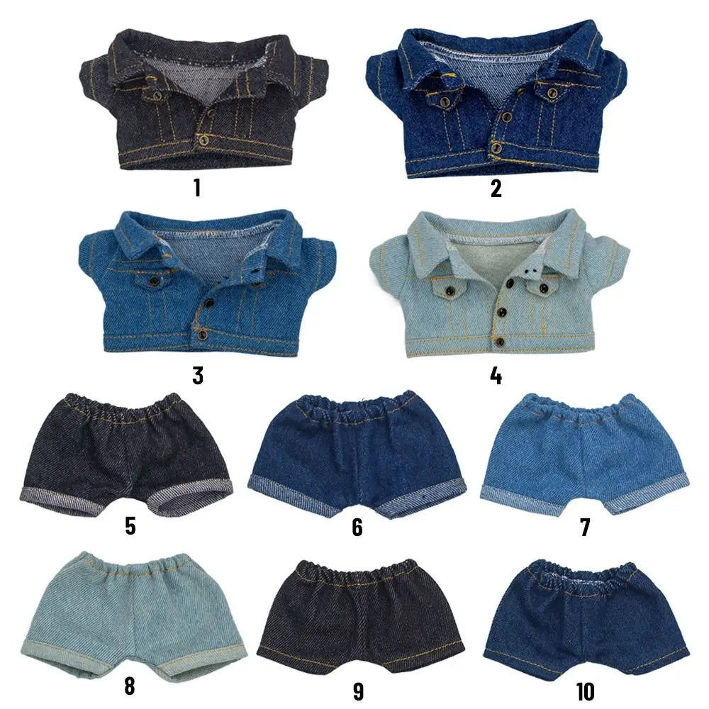10CM Doll Clothes Fashion Tops Denim Jacket Casual Wears Jeans Pants For 1/12 Dolls Clothes Accessories Kids Toys