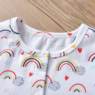 2pcs Infant Baby Girls Clothes Fashion Printed Cotton Long Sleeve Romper Jumpsuit with Headband Newborn Clothing for 0-18month