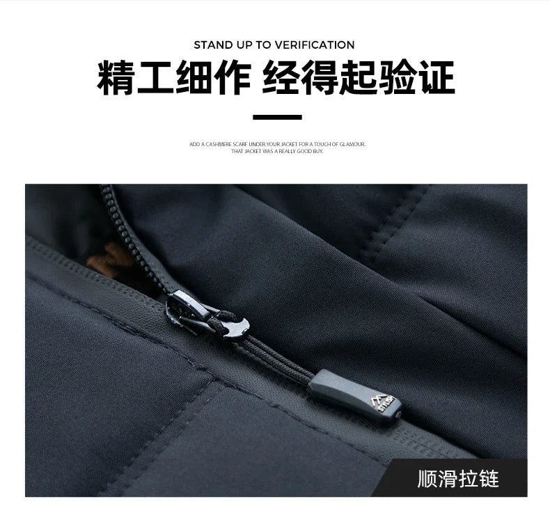 Men Business Hooded Parka Windbreaker Outwear Winter New Men's Jacket Parkas Windbreaker Solid Loose Thick Windproof Long Coat