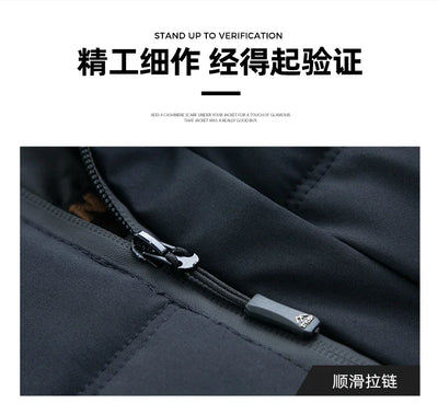 Men Business Hooded Parka Windbreaker Outwear Winter New Men's Jacket Parkas Windbreaker Solid Loose Thick Windproof Long Coat