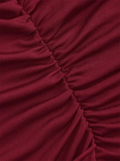 Women's Mock Neck Pleated Crop Top Summer Solid Color Basic Sleeveless Ruched Tank Top Streetwear