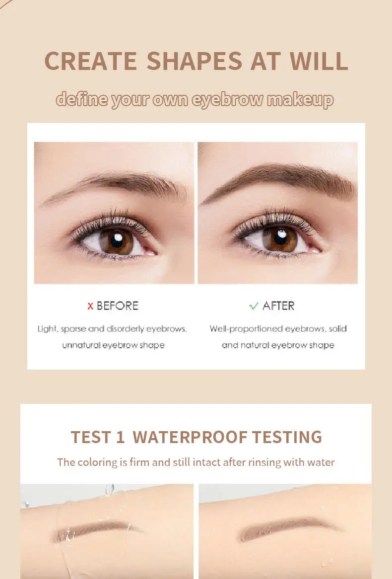 Double Head Fine Tube Eyebrow Pencil High Pigment Waterproof Not Easy To Fade Suitable For Beginners Eye Cosmetics