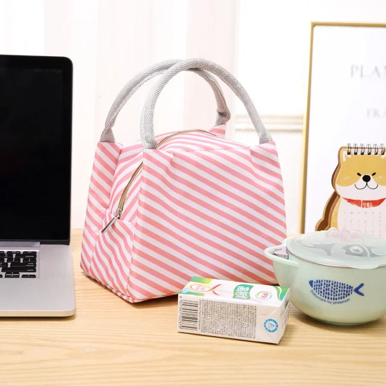 Functional Pattern Cooler Lunch Box Portable Insulated Canvas Lunch Bag Thermal Food Picnic Lunch Bags For Women Kids