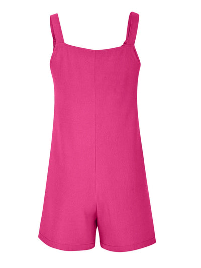 2025 Summer Women's Jumpsuit Overalls Short Loose Sleeveless Wide Leg Overall Solid Casual Romper with Pockets