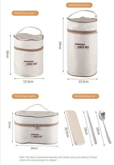 Portable Thermos 304 stainless steel insulated lunch box leakproof sealed bucket student lunch box multi-layer Round bento box