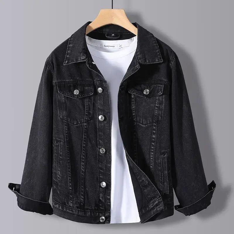 Jeans Coat for Men Black Autumn Denim Jackets Man High Quality Winter 2024 Low Cost Joker Fashion Large Size Menswear New in Y2k