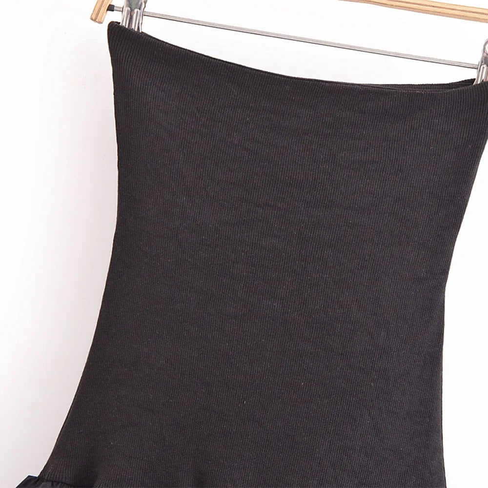 Off Shoulder Strapless Mini Dress Knitted Ruffle Layered Decorative Hem Dress Summer Backless Sexy Daring Party Short Dresses