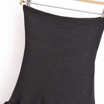 Off Shoulder Strapless Mini Dress Knitted Ruffle Layered Decorative Hem Dress Summer Backless Sexy Daring Party Short Dresses