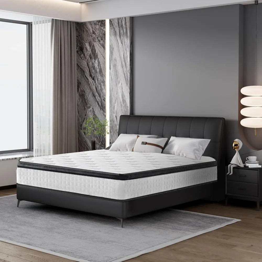 【2025 Upgrade】 12 Inch Hybrid Mattress in a Box - Gel Memory Foam & 800+ Pocket Springs for Back Pain Relief,CertiPUR-US