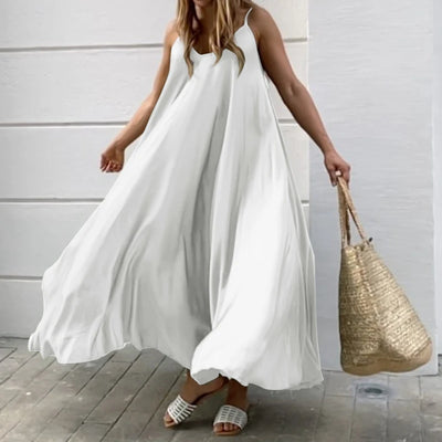 ZANZEA 2024 Summer Holiday Beach Sundress Women Sleeveless Dress Big Swing Vestidos Casual Sexy Bohemian Solid Color Robe Femme