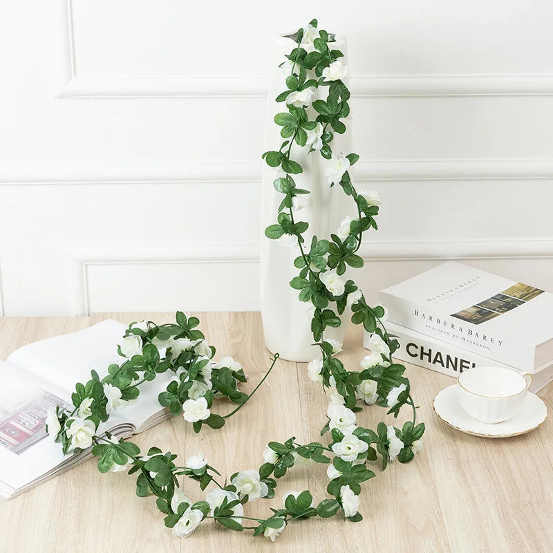 250CM Rose Artificial Flowers Christmas Garland for Home Room Wedding Decoration Spring Autumn Garden Arch DIY Fake Plant Vine