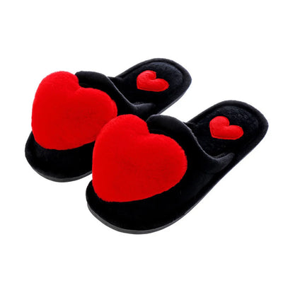 Women Indoor Warm Home Slippers Bedroom Cute Heart Pattern Non-slip Soft Comfort Plush House Slippers Shoes Autumn Winter