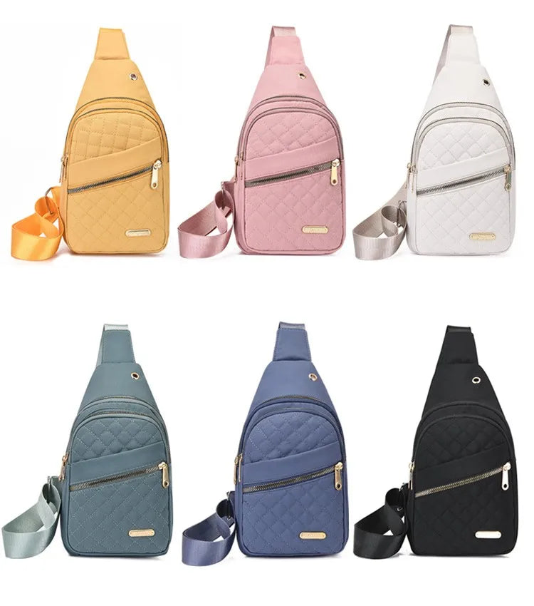 Women Chest Bag Simple Ladies Crossbody Bag Small Sling Backpack Fashion Large Capacity Waterproof Sling Bag with Headphone Jack
