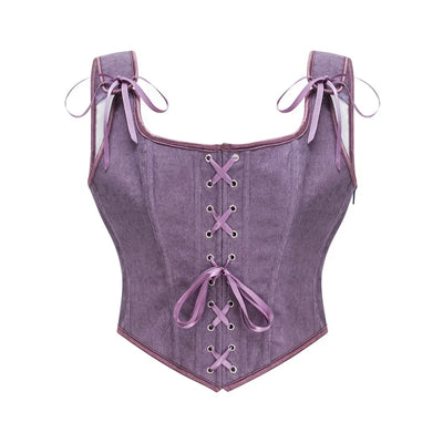 Women's Retro Lace Up Corsets with Straps Steampunk Bustier Crop Top Women Body Shaper Slimming Vest