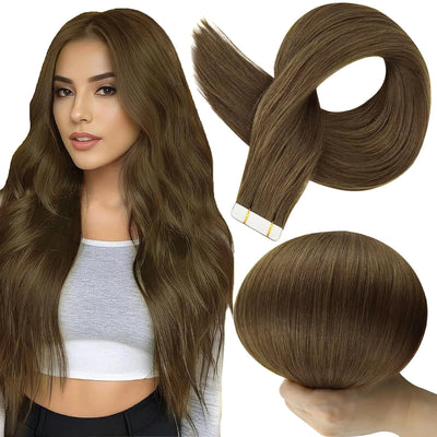 [New Color] Full Shine Tape in Hair Extensions Human Hair Brazilian Remy Straight Hair Extensions 20 Pcs 50G for Women