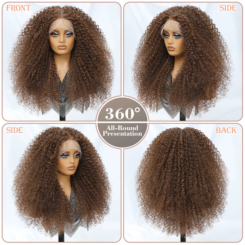 Lace Front Wigs 24 Inch Synthetic For Afro Women Chocolate Brown Lace Front Wigs For Female Curly Lace Front Wigs With Baby Hair