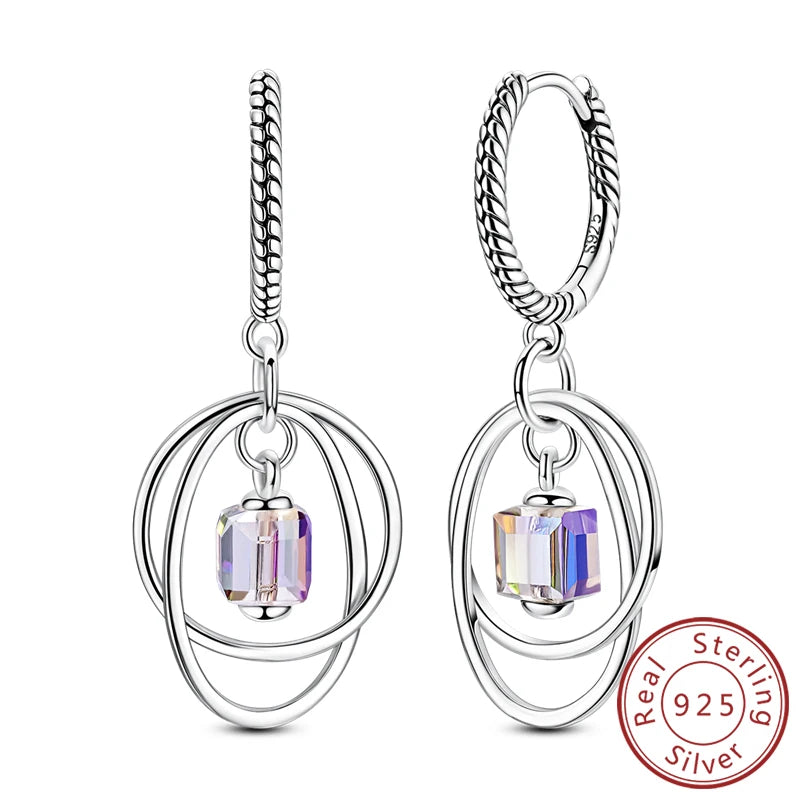 New 925 Sterling Silver Hoop Earrings Heart Bow Gift Box Strawberry Snake Bone Drop Stud Earrings For Women Fashion Jewelry Gift