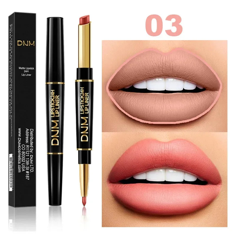 12 Colors 2 In1 Long-lasting Lip Liner Matte Lipsticks Portable Lip Pencil Waterproof Moisturizing Lip Makeup Contour Cosmetics
