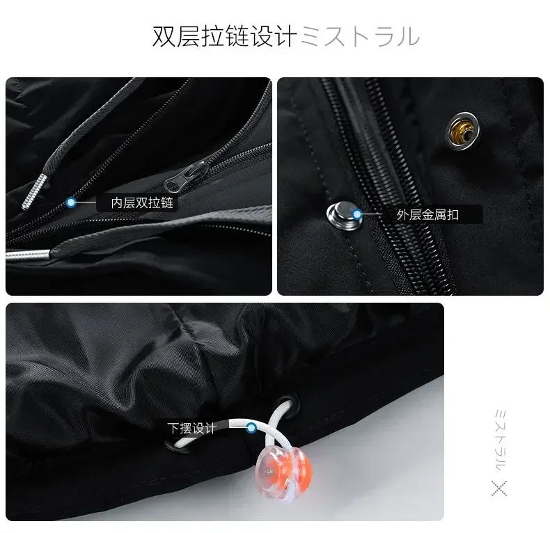 Men Hooded parka Thick Warm Colorful Bubble Coat Winter Jacket Mens Streetwear Hip Hop Parka Korean Black Clothes Puffer Jackets
