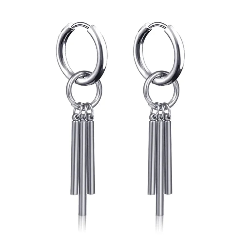 New Punk Stainless Steel Chain Hoop Earrings For Women Men 2023 Trendy Goth Pop Hip Hop Pendants Ear Jewelry Accessories Earring
