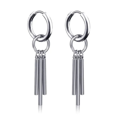 New Punk Stainless Steel Chain Hoop Earrings For Women Men 2023 Trendy Goth Pop Hip Hop Pendants Ear Jewelry Accessories Earring