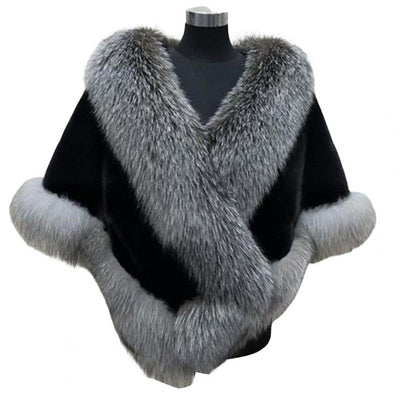 Luxury Fur Women Poncho Fluffy Shawl Fur Evening Dress Shawl Wedding Banquet Shawl Dress Shawl Plush Cape Coat Women Jackets