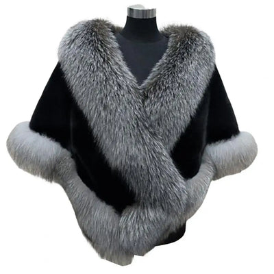 Luxury Fur Women Poncho Fluffy Shawl Fur Evening Dress Shawl Wedding Banquet Shawl Dress Shawl Plush Cape Coat Women Jackets