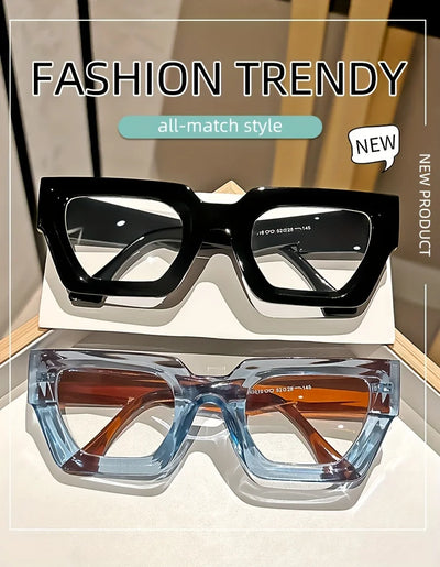 Y2K Oversized Clear Lens Glasses with Leopard Print Frame, Blue Light Blocking, Fashionable Accessory for Casual Attire