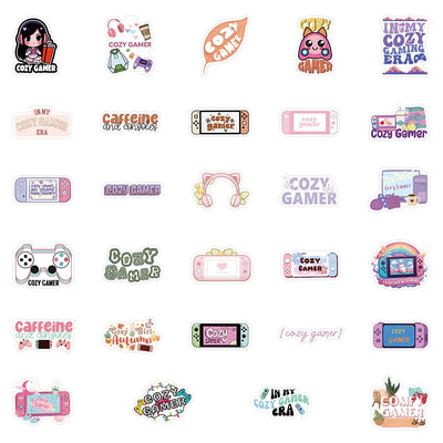 10/30/64pcs Cute Cartoon Cozy Gamer Graffiti Stickers DIY Notebook Laptop Phone Suitcase Fridge Decoration Sticker Kids Toys