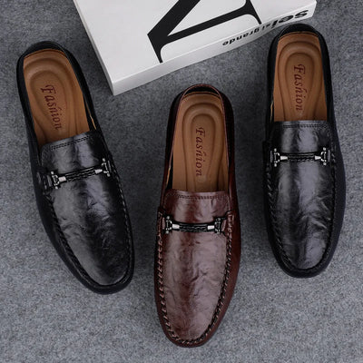 Men's breathable casual summer shoes with hollowed out men's driving shoes, high-quality men's business  genuine leather loafers