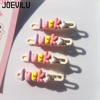 Lucky Dopamine Y2K Sweet Girly Hair Clips for Women Pastel Cream Cute Side Bangs Barrettes Hair Accessories for Kids BB Duckbill